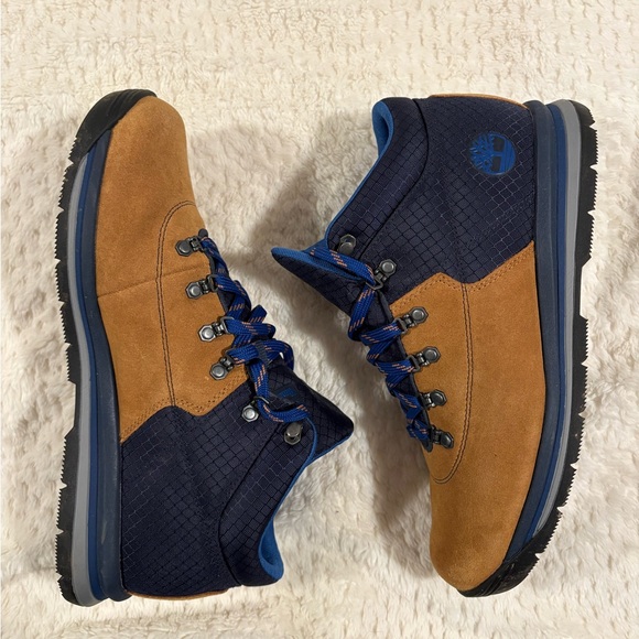 Men's GT Rally Mid-High Boots In Brown Suede And Blue Nylon Size 10.5 - Picture 2 of 5